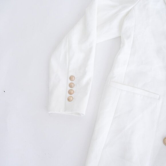 Generation Love New York Leighton Crepe White Double Breasted Button Blazer M - Picture 9 of 15